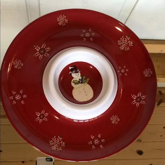 TRACY 13” Melamine Christmas Snowman Chip & Dip Server - Picture 8 of 8